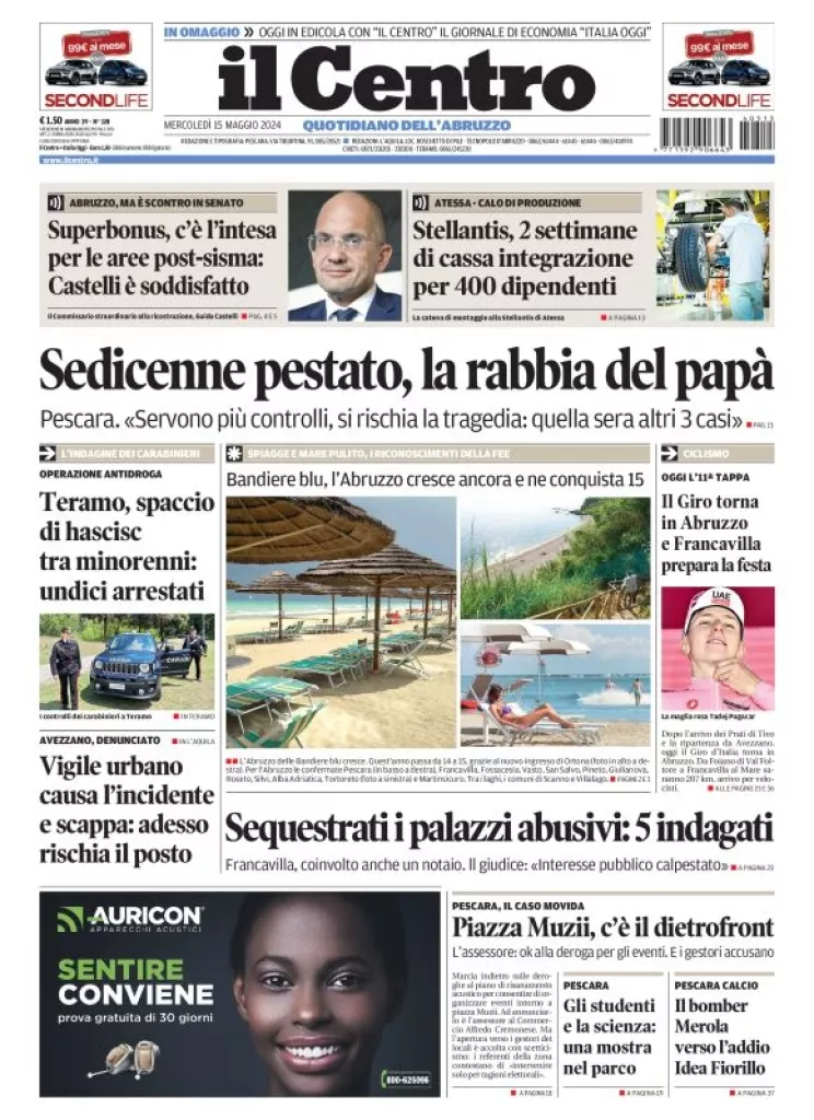 Prima-pagina-il centro-oggi-edizione-del-2024-05-15